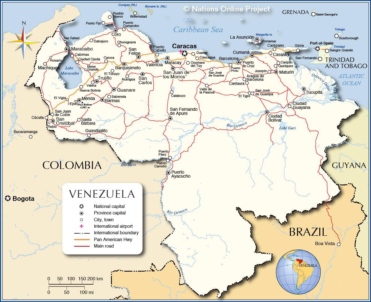 detaljerad karta i venezuela