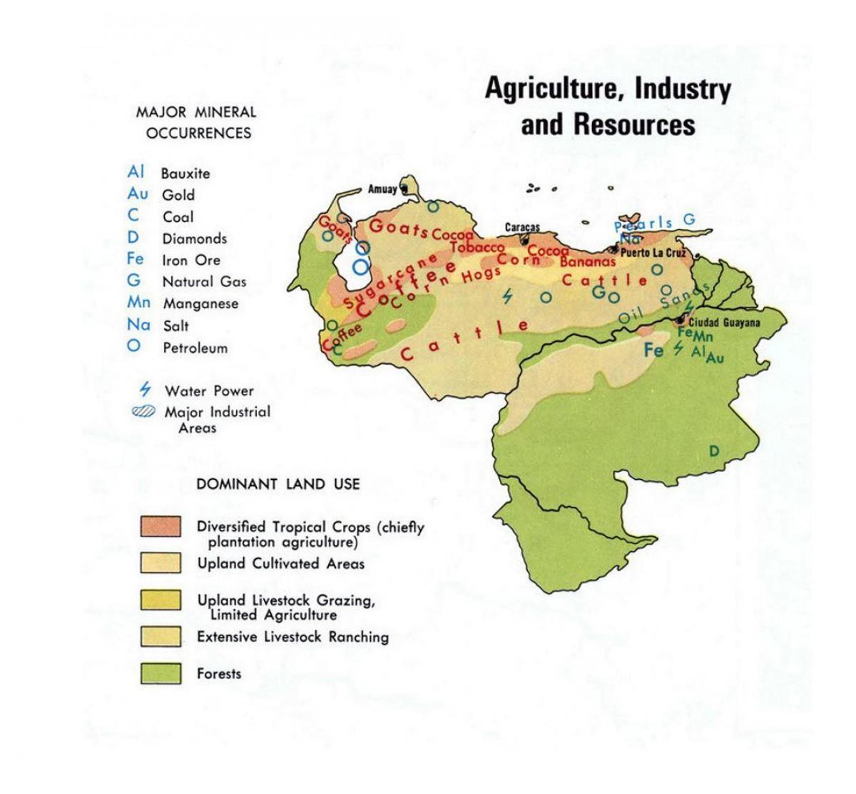 karta över venezuela naturresurser