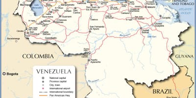 Detaljerad karta i venezuela
